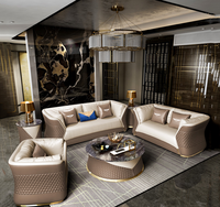 Luxuriöses Echtleder Modulares Sofa-Set Modernes Designer Wohnzimmer-Kombinationsmöbel für Hotel & Villa