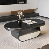Table basse moderne, décontractée et luxueuse, durable, réglable, plateau en pierre noire, MDF + métal, garantie 3 ans, marque KeJue, petite table pour la maison