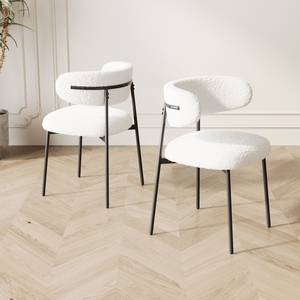 Esszimmers tühle mit 2 weißen, mittelalter lichen modernen Esszimmers tühlen, Teddy-Samts tühlen mit Metall beinen, Küche - Product Image 4