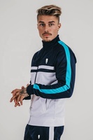 Hawk Eye Winter Sweat à capuche zippé rayé bleu marine pour homme - Personnalisable, grandes tailles, doublé, 100% polyester, écologique, respirant