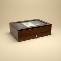 Boîte à bijoux en bois à double couche, étui de rangement verrouillable pour bijoux avec multi-compartiments