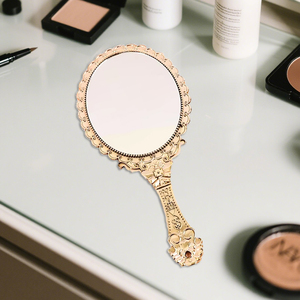 Retro European Hand <strong>Mirror</strong> Girls Single Side Portable Gold <strong>Handheld</strong> Makeup <strong>Mirror</strong> with Logo - Product Image 4