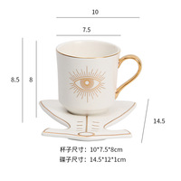 Vente en gros de sets de tasses à thé en céramique arabe royal de luxe avec poignée en or tasses à café et thé en porcelaine soucoupes tasses turques avec soucoupes