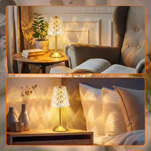 Touch Control Cordless Portable Rechargeable <b>Table</b> Lamp 3 Color Stepless Dimmable Battery Powered Crystal Night <b>Light</b> Desk Lamps - Product Image 5