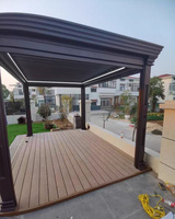 Pergola électrique en aluminium à lames orientables motorisées pour balcon extérieur, gazebo avec toit imperméable à capteur de pluie et revêtement en poudre