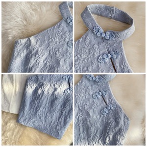 2024 été vêtements d'extérieur Sexy licou cou <span class=keywords><strong>disque</strong></span> bouton Cheongsam gilet femmes bustier tubulaire dos ouvert haut sans manches - Product Image 6