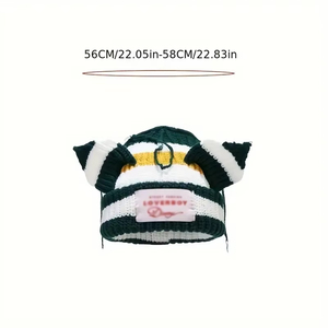 Biểu Tượng Tùy Chỉnh Mới Đến Giản Dị Dệt Kim Beanie <span class=keywords><strong>Hat</strong></span> Pháp Dệt Kim <span class=keywords><strong>Hat</strong></span> Hàn Quốc Phong Cách Dễ Thương Fox Tai Nhân Vật Beanie Mũ - Product Image 2