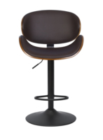 Tabourets de bar en bois courbé noyer, style Mid-Century Modern, hauteur réglable, revêtement en cuir PU noir, pivotants à 360°, pour bar à domicile ou hôtel