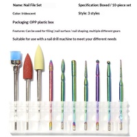Ensemble de 10 embouts de ponceuse à ongles en acier au tungstène plaqué couleur de haute qualité, outils de polissage et de ponçage des cuticules en diamant