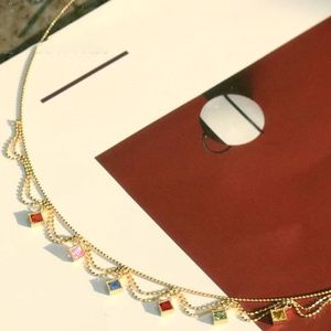 Xinfly Italian 18K Gold Rainbow Multi-Color Sapphire Pendant <b>Statement</b> Choker <b>Necklace</b> Waterproof Jewelry - Product Image 5