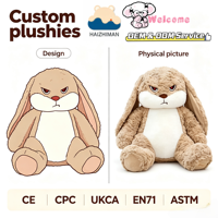 Boneka Kelinci Telinga Panjang Keren Grosir, Mainan Boneka Kelinci Berbulu Ekspresi Marah