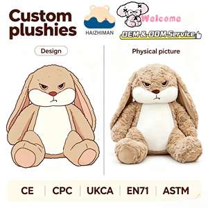 Peluche Coniglio con Orecchie Lunghe, Giocattolo Morbido con Espressione Arrabbiata, Vendita all'Ingrosso - Product Image 1