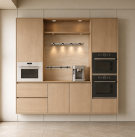 Buffet sur mesure en bois massif de style scandinave avec éclairage LED, unité de rangement de luxe pour salle à manger intégrée pour hôtel