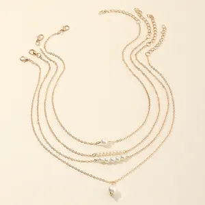 Wholesale Fashion WomenのNecklace Simple Pearl Pendant Chain Necklace Jewelry Set For Gifts Wedding