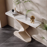 Table console moderne en marbre de luxe léger pour hôtel et entrée de salon