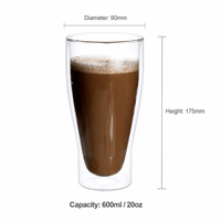 Verre à bière inversé à double paroi isolé en borosilicate de haute qualité pour usine
