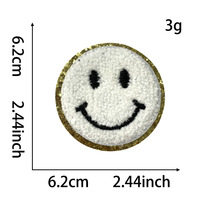 Patch brodé personnalisé à bordure dorée, patch en chenille auto-adhésif motif Smiley pour sacs et vêtements DIY