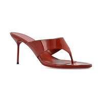 Sandales à talons mi-hauts en cuir verni style designer populaire 2026 pour femmes, chaussures de plage