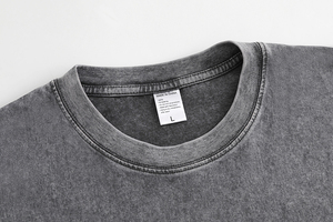 Entrepôt aux États-Unis livraison directe 210gsm unisexe lavage Vintage impression été t-shirts poids lourd noir surdimensionné hommes <span class=keywords><strong>T-shirt</strong></span> - Product Image 2