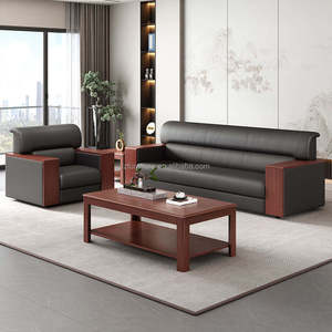 Luxury Modern Leather Office <b>Sofa</b> Round Desktop Power Grommet Smart Office Desk <b>Sofa</b> Office Boss <b>Sofa</b> <b>Set</b> - Product Image 2