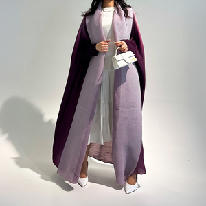All'ingrosso abito a pieghe medio-orientale ampio Cardigan in tinta unita musulmano Maxi lungo scialle elegante Trench causale <span class=keywords><strong>Abaya</strong></span> - Product Image 2