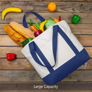 <span class=keywords><strong>Sac</strong></span> fourre-tout en toile avec poche extérieure, <span class=keywords><strong>sac</strong></span> <span class=keywords><strong>de</strong></span> courses réutilisable, fermeture éclair supérieure, essentiels quotidiens, origine Chine - Product Image 4