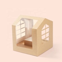 Boîte cadeau pour la fête des mères en forme de maison, rose, blanche, noire, en PVC transparent avec fenêtre et ruban, OEM
