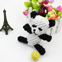 2022 New design cão de estimação brinquedo de corda de algodão 100% tecido Panda animal brinquedo de pelúcia do cão de luxo