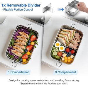 Boîte à lunch bento durable et étanche à 3 compartiments, préservation de la fraîcheur, boîte à lunch isotherme, pour enfants et adultes, compatible micro-ondes - Product Image 5