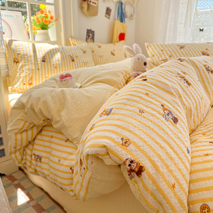 Nuevo Juego de Ropa de Cama de 4 Piezas con Estampado de Hilo Esponjoso, Estilo Fresco 2026, Suave, Esponjoso, Transpirable y Cómodo - Product Image 3