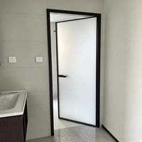 Porte coulissante intérieure en alliage titane-magnésium, verre trempé, design minimaliste, pour usage polyvalent, tailles personnalisables