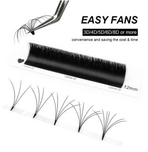 Venta caliente Belleza 0,03/0,05/0,07 C D Curl Easy Fanning Lashes Volumen Mega Extensión de pestañas Auto Blooming Pestañas hechas a mano - Product Image 3