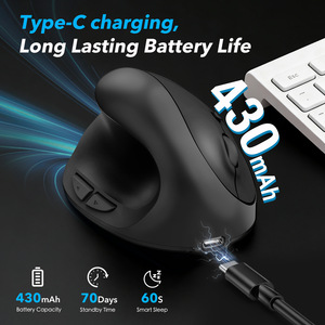 เมาส์ไร้สาย JOMAA สำหรับคนถนัดซ้าย แบบจับแนวตั้ง ชาร์จได้ พร้อมดีไซน์ตามหลักสรีรศาสตร์ และโหมดประหยัดพลังงาน สำหรับคอมพิวเตอร์แล็ปท็อป - Product Image 3