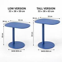 Table basse moderne en fer réglable avec plateau asymétrique