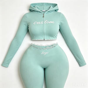 Set 2 Pezzi <span class=keywords><strong>da</strong></span> <span class=keywords><strong>Donna</strong></span> con Logo Personalizzato Ricamato: <span class=keywords><strong>Felpa</strong></span> con Cappuccio e Pantaloni <span class=keywords><strong>da</strong></span> Jogging per Allenamento Autunno/Inverno - Vendita all'Ingrosso Xuanzhige - Product Image 3