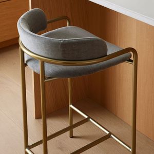 Luxury Style Metal Chair with Cushion Seat and Backrest Pub <b>Stool</b> Versatile Fashionable Contemporary Design Light Weight <b>Stool</b> - Product Image 6