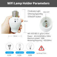 Portalámparas tipo tornillo de control remoto inalámbrico con 10A Max. Red WiFi actual e interruptor de enchufe