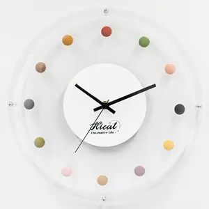 Hicat INS Style Polka Dots Bread Simple Design Non-Ticking Silent 3D Wall Decorative Clock for Living Room Bedroom