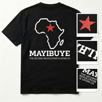 Camiseta Personalizada con Estampado de Mapa de África y Eslogan de Mayibuye, Negra, de Manga Corta, para Campaña Política, Venta al Por Mayor, Ropa, Camiseta Electoral