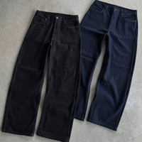 Ensemble de vêtements assortis en denim pour homme, veste boutonnée en denim japonais brut brodée personnalisée de 15 oz et jean baggy deux pièces