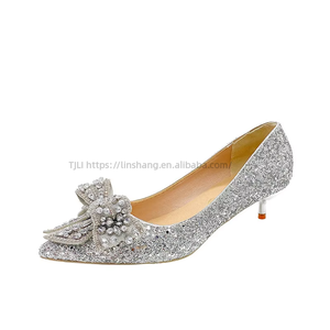 Women's High Heels Shoes Shallow Mouth <b>Pointed</b> Toe Shiny Glitter Sequins Sexy Nightclub Stiletto Wedding Dress Shoe Girl - Product Image 5
