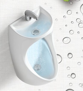 <span class=keywords><strong>Urinoir</strong></span> mural en céramique PATE pour hommes, WC mural pour salle de bain masculine avec lavabo intégré - Product Image 2