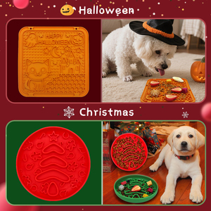 Silicone Slow Feeder Dog Bowl Christmas Halloween Lick <b>Mat</b> Food Grade Holiday Pet Food Feeder - Product Image 3