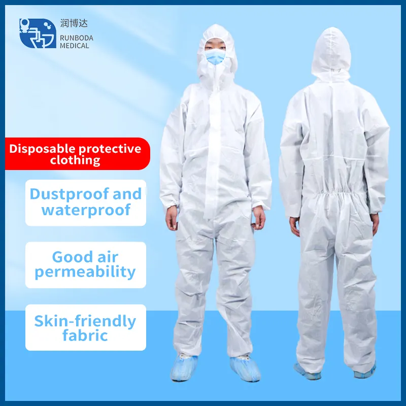 White Disposable Coverall Suit Isolation Clothes Prevent Asbestos Tubeless Type 5/6 Protective Cheap Disposable Coverall