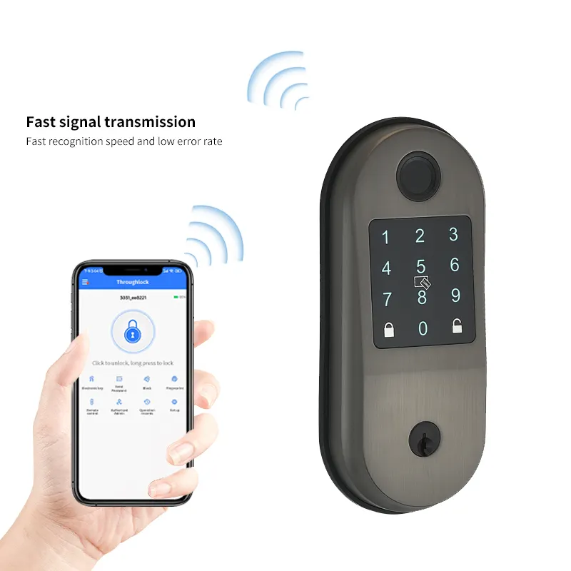 Aplikasi Tuya TTLOCK Smart Deadbolt Keypad, kunci wifi tanpa pegangan untuk pintu masuk Interior dengan Alexa Google Assistant