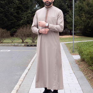 Mode masculine du Moyen-Orient, Dubaï, Arabie, <span class=keywords><strong>Maroc</strong></span>, Islam, Musulman, robe Juba à manches courtes, broderie, couleur unie - Product Image 4
