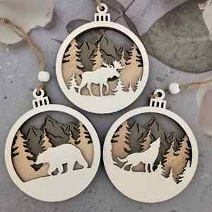 Ornements décoratifs de Noël en bois personnalisables, artisanat, étiquettes suspendues DIY - Product Image 1