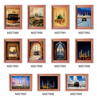 Aimant de réfrigérateur en bois avec cadre photo 3D sur le thème de l'architecture musulmane de la Kaaba pour l'Aïd al-Fitr, affiche en bois pour les fêtes