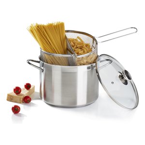 Stainless Steel Pasta Cooker 24Cm 2 Micro Perforated Baskets Brushed Chrome <strong>Induction</strong> Compatible Dishwasher Safe - Product Image 4