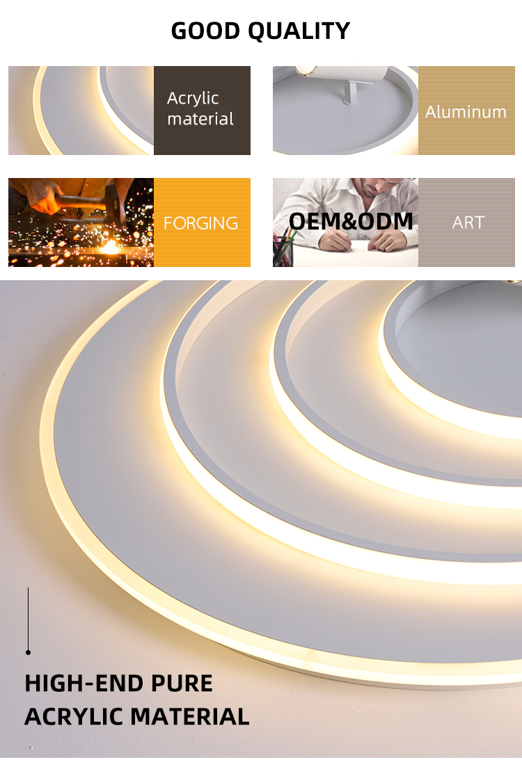 Modern Iron Acrylic Round White Benroom Home Living Room Hotel Led Ceiling Lamp